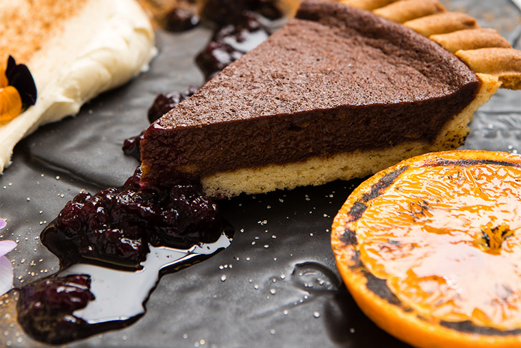 Burnt orange and chocolate tart